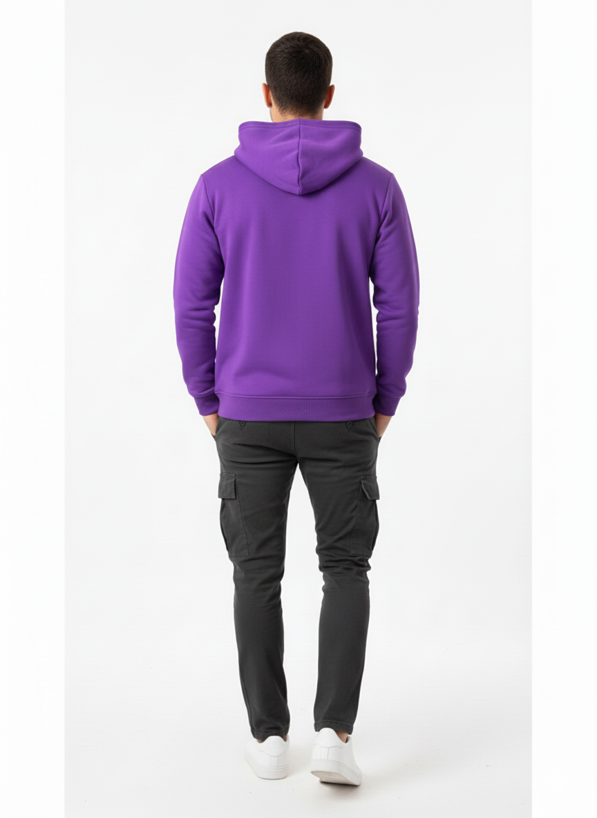 Mor Basic Oversize Hoodie - Görsel 2