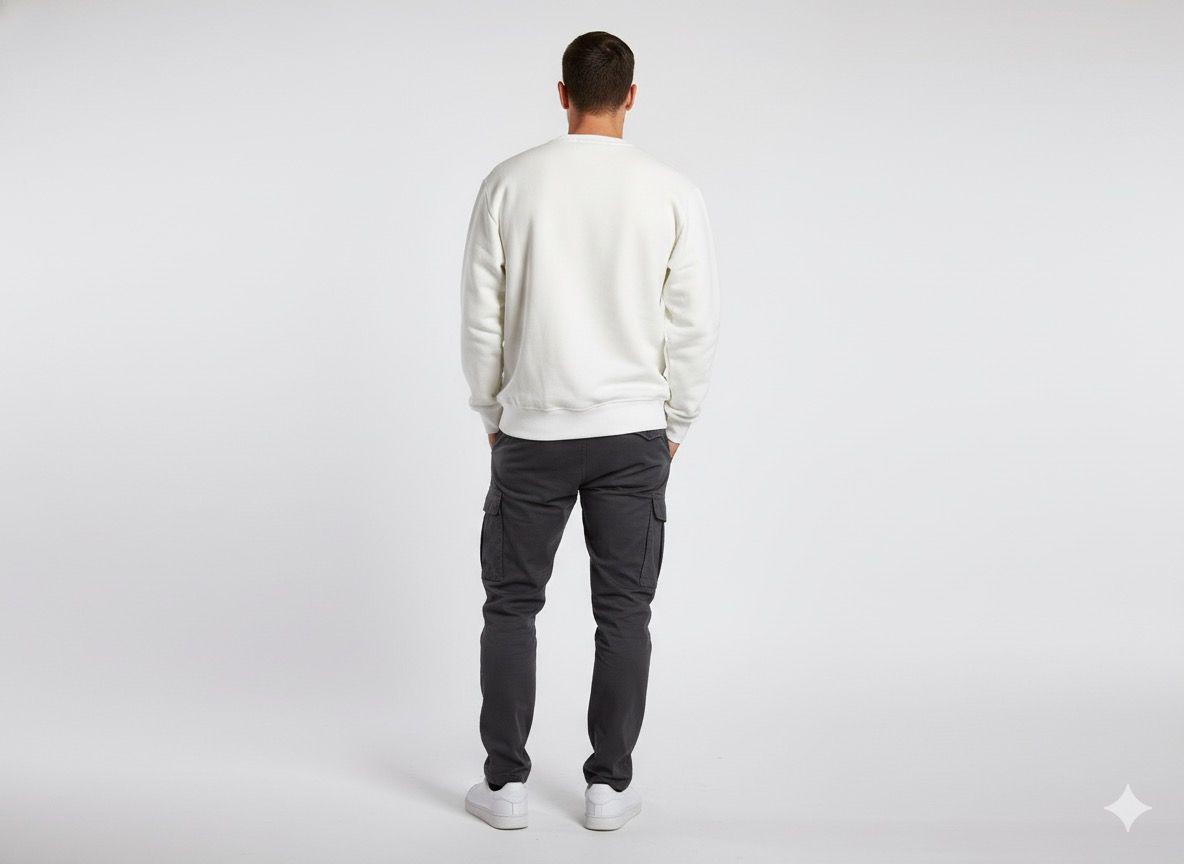 Beyaz Basic Oversize Sweatshirt - Görsel 2