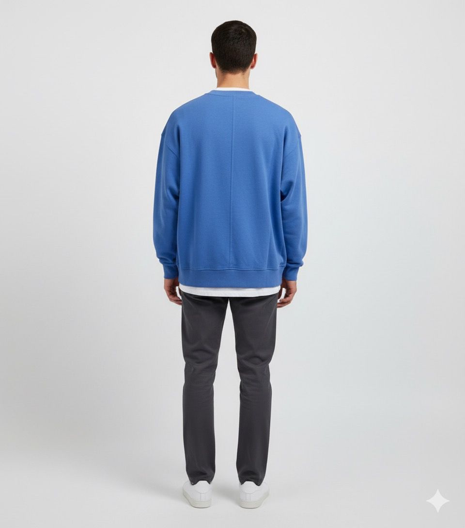 Desenli Açık Mavi Oversize Sweatshirt - Görsel 2
