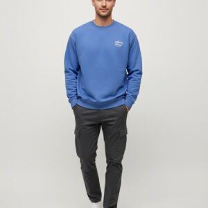 Desenli Açık Mavi Oversize Sweatshirt
