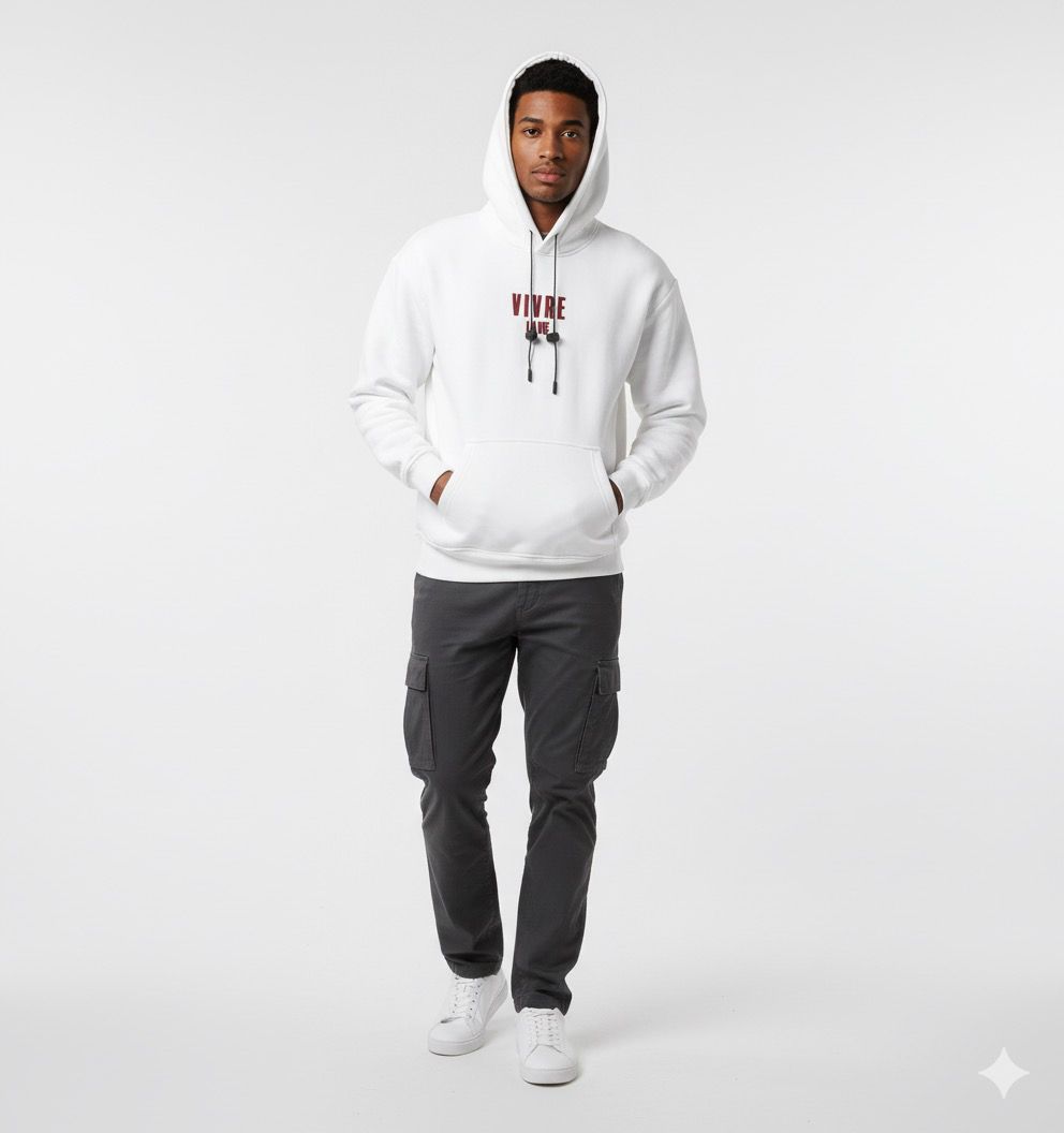 Vivre La Vie Beyaz Desenli Oversize Hoodie - Görsel 2