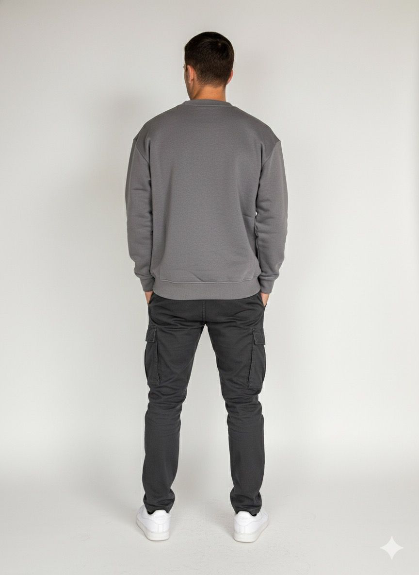 Gri Basic Oversize Sweatshirt - Görsel 2