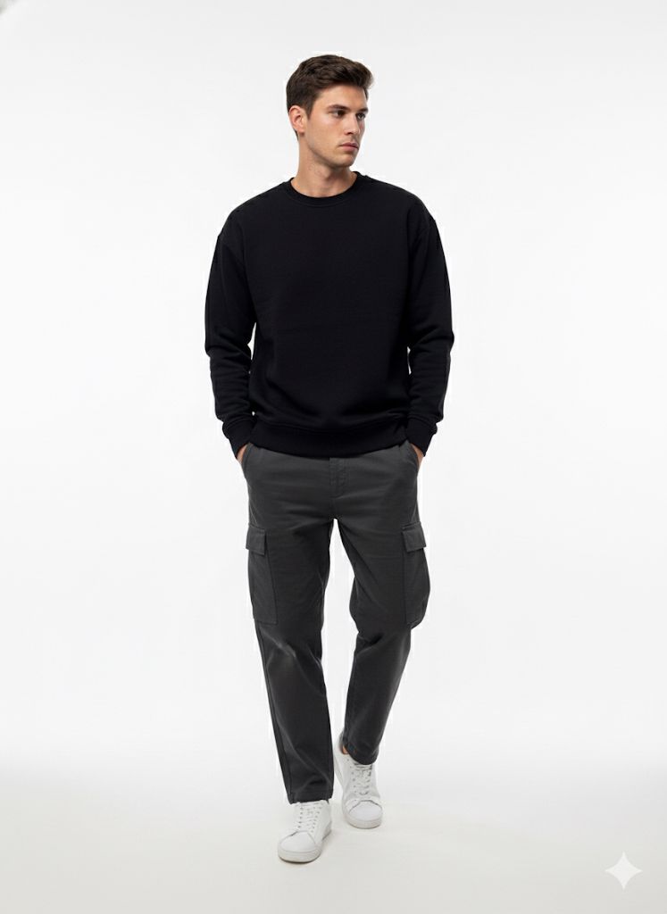 Siyah Basic Oversize Sweatshirt