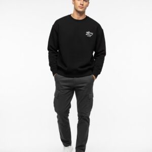 Desenli Siyah Oversize Sweatshirt